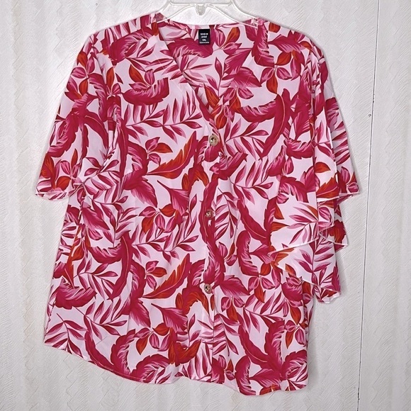 ❤️ 🆕 SHEIN vcay Curve butterfly sleeve blouse Size 1XL - Picture 2 of 5